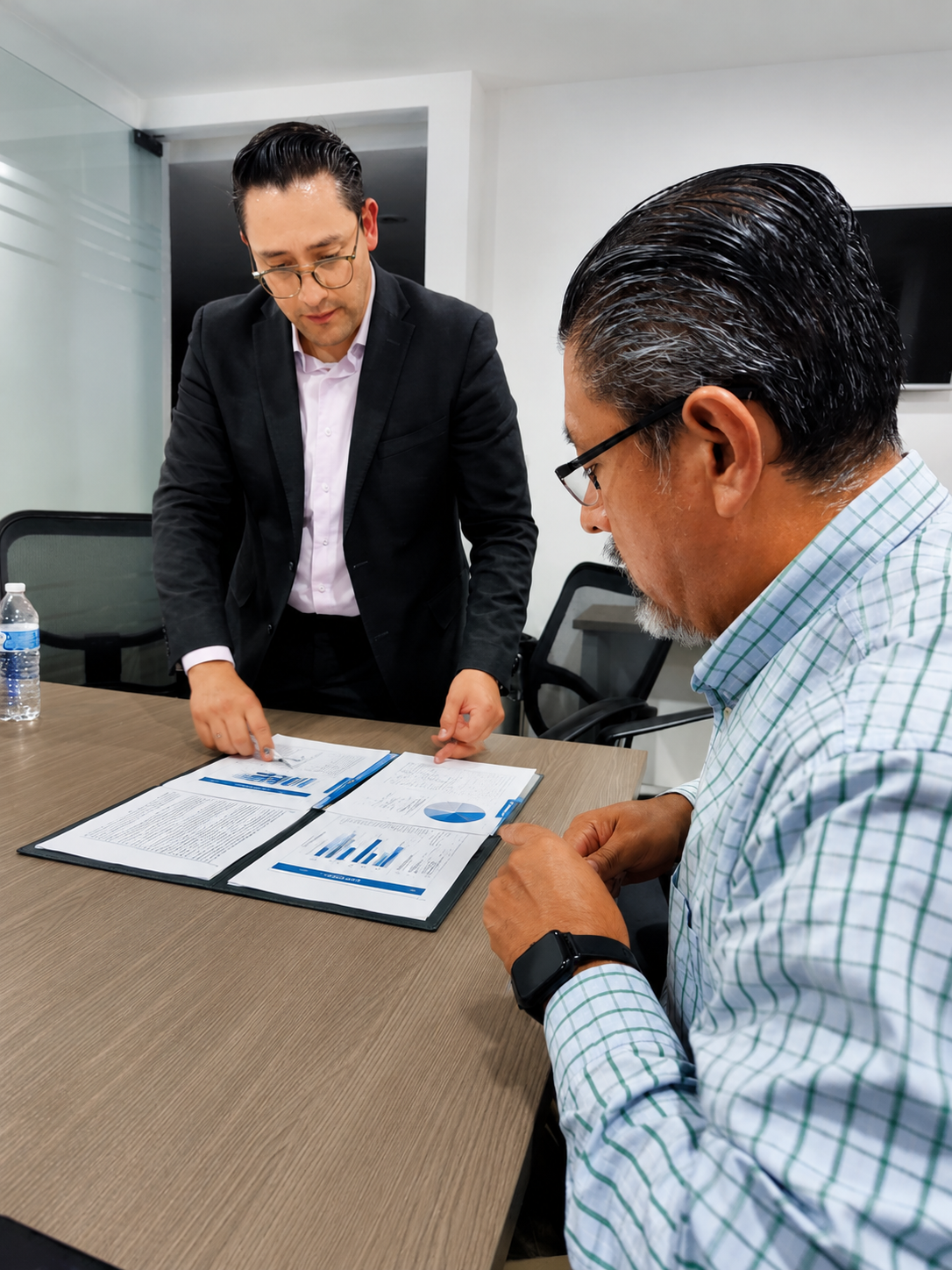 Consultor Helix en sesión de trabajo con cliente